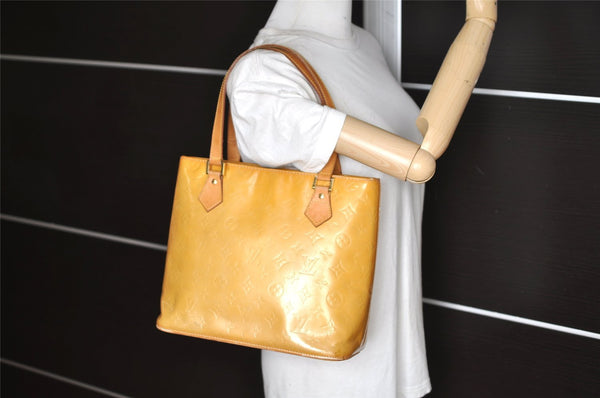 Authentic Louis Vuitton Vernis Houston Shoulder Hand Bag Yellow M91004 LV 3560K