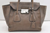 Authentic PRADA Glace Calf Leather Nappa 2Way Tote Bag BN2665 Brown 3561J