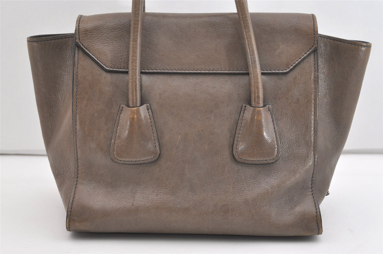 Authentic PRADA Glace Calf Leather Nappa 2Way Tote Bag BN2665 Brown 3561J