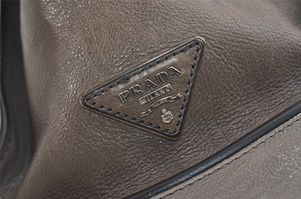 Authentic PRADA Glace Calf Leather Nappa 2Way Tote Bag BN2665 Brown 3561J
