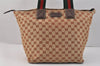 Authentic GUCCI Web Sherry Line Tote Bag GG Nylon Leather 131231 Brown 3561K