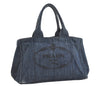 Authentic PRADA Canapa M Denim Tote Hand Bag Blue 3562J