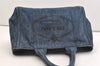Authentic PRADA Canapa M Denim Tote Hand Bag Blue 3562J