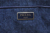 Authentic PRADA Canapa M Denim Tote Hand Bag Blue 3562J