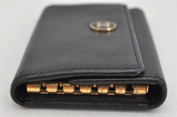 Authentic CHANEL Caviar Skin CoCo Button 6 Hooks Key Case Purse Black 3562K