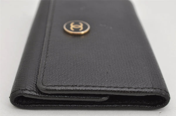 Authentic CHANEL Caviar Skin CoCo Button 6 Hooks Key Case Purse Black 3562K