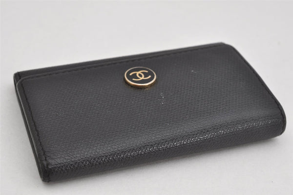 Authentic CHANEL Caviar Skin CoCo Button 6 Hooks Key Case Purse Black 3562K