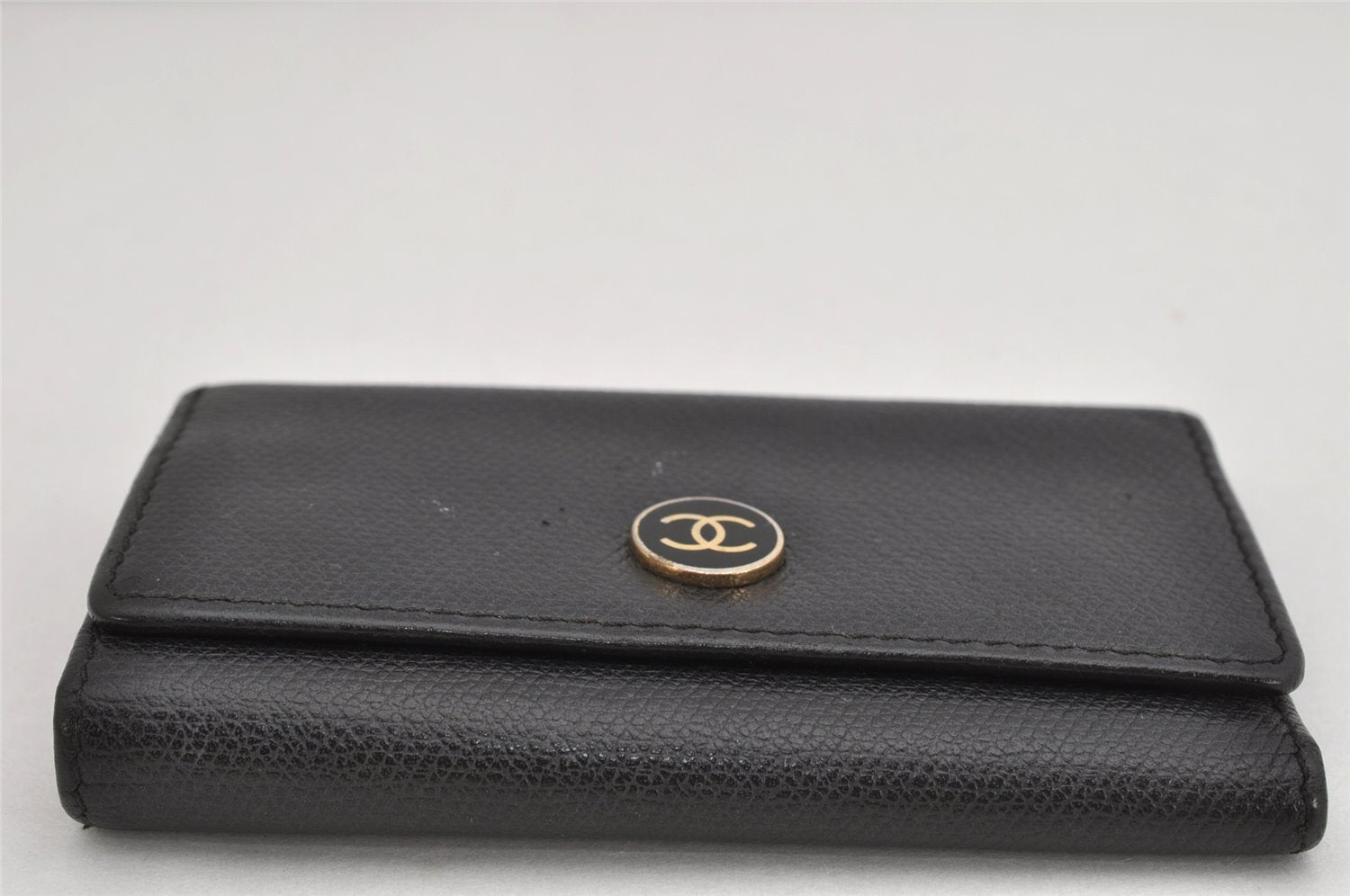 Authentic CHANEL Caviar Skin CoCo Button 6 Hooks Key Case Purse Black 3562K