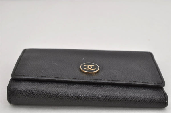 Authentic CHANEL Caviar Skin CoCo Button 6 Hooks Key Case Purse Black 3562K
