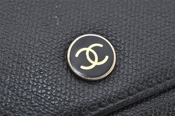 Authentic CHANEL Caviar Skin CoCo Button 6 Hooks Key Case Purse Black 3562K