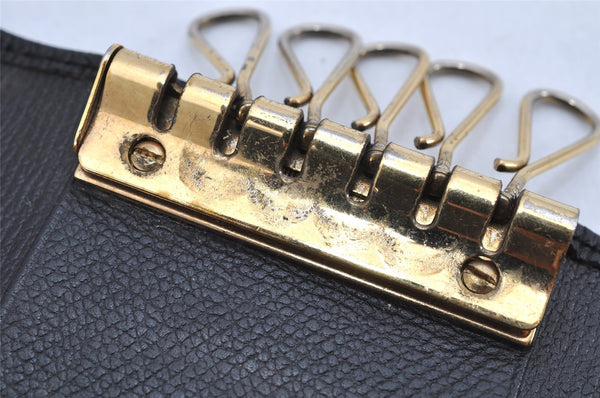 Authentic CHANEL Caviar Skin CoCo Button 6 Hooks Key Case Purse Black 3562K