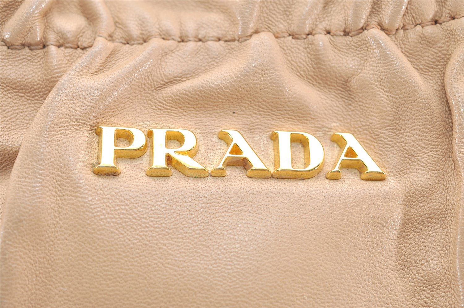 Authentic PRADA Vintage Leather Shoulder Hand Bag Purse Beige 3563K