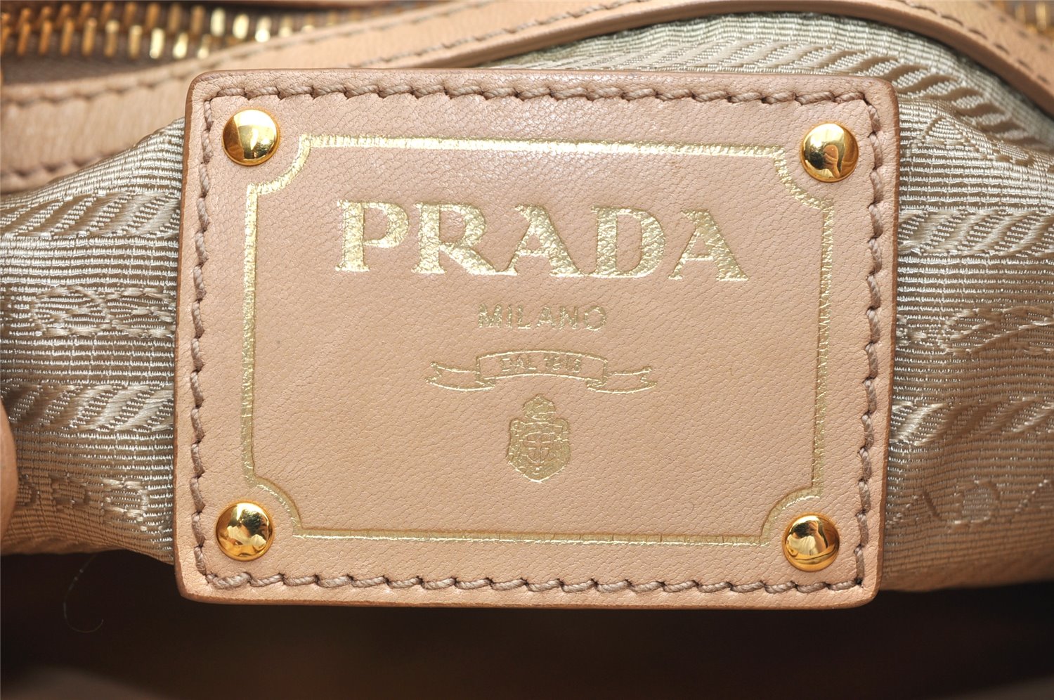 Authentic PRADA Vintage Leather Shoulder Hand Bag Purse Beige 3563K