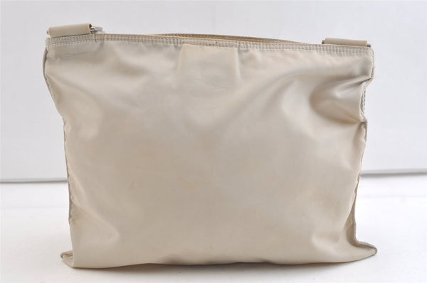 Authentic PRADA Nylon Tessuto Leather Shoulder Cross Body Bag Gray Beige 3564K