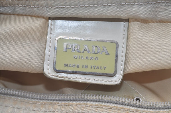 Authentic PRADA Nylon Tessuto Leather Shoulder Cross Body Bag Gray Beige 3564K