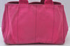 Authentic PRADA M Vintage Canvas 2Way Shoulder Hand Tote Bag Pink 3565I