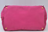 Authentic PRADA M Vintage Canvas 2Way Shoulder Hand Tote Bag Pink 3565I