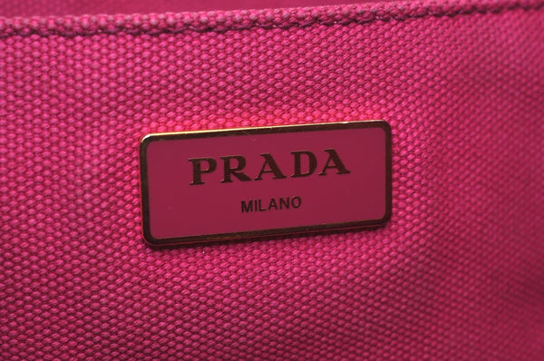 Authentic PRADA M Vintage Canvas 2Way Shoulder Hand Tote Bag Pink 3565I