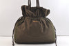 Authentic PRADA Nylon Tessuto Leather Drawstring Bag Khaki Green Junk 3565K