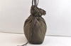 Authentic PRADA Nylon Tessuto Leather Drawstring Bag Khaki Green Junk 3565K