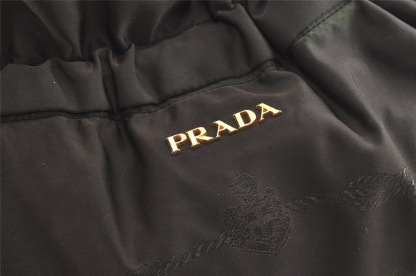 Authentic PRADA Nylon Tessuto Leather Drawstring Bag Khaki Green Junk 3565K