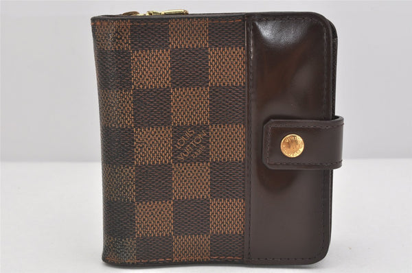 Authentic Louis Vuitton Damier Compact Zip Bifold Wallet Purse N61668 LV 3568K