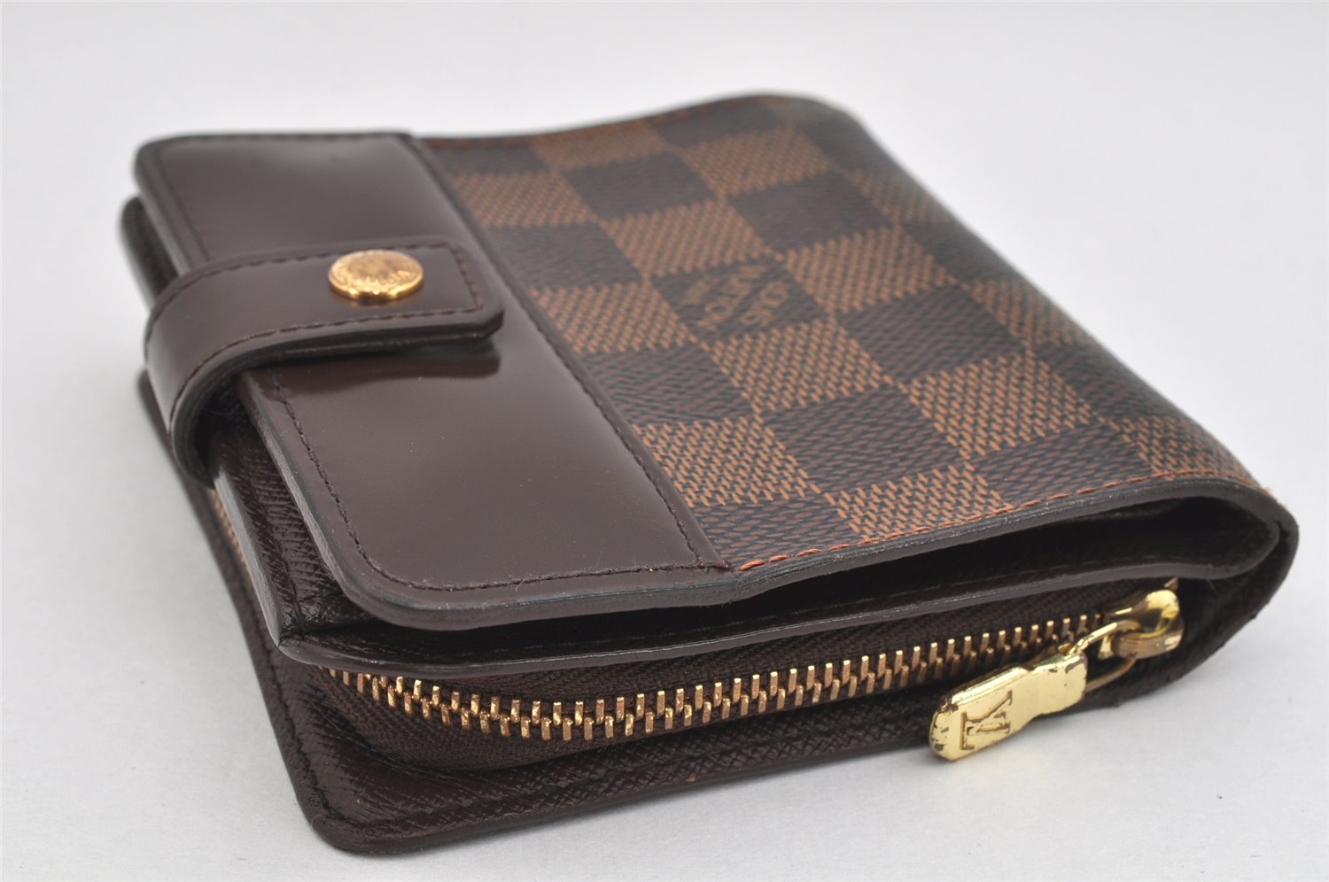 Authentic Louis Vuitton Damier Compact Zip Bifold Wallet Purse N61668 LV 3568K