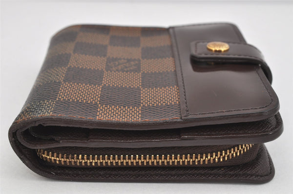 Authentic Louis Vuitton Damier Compact Zip Bifold Wallet Purse N61668 LV 3568K