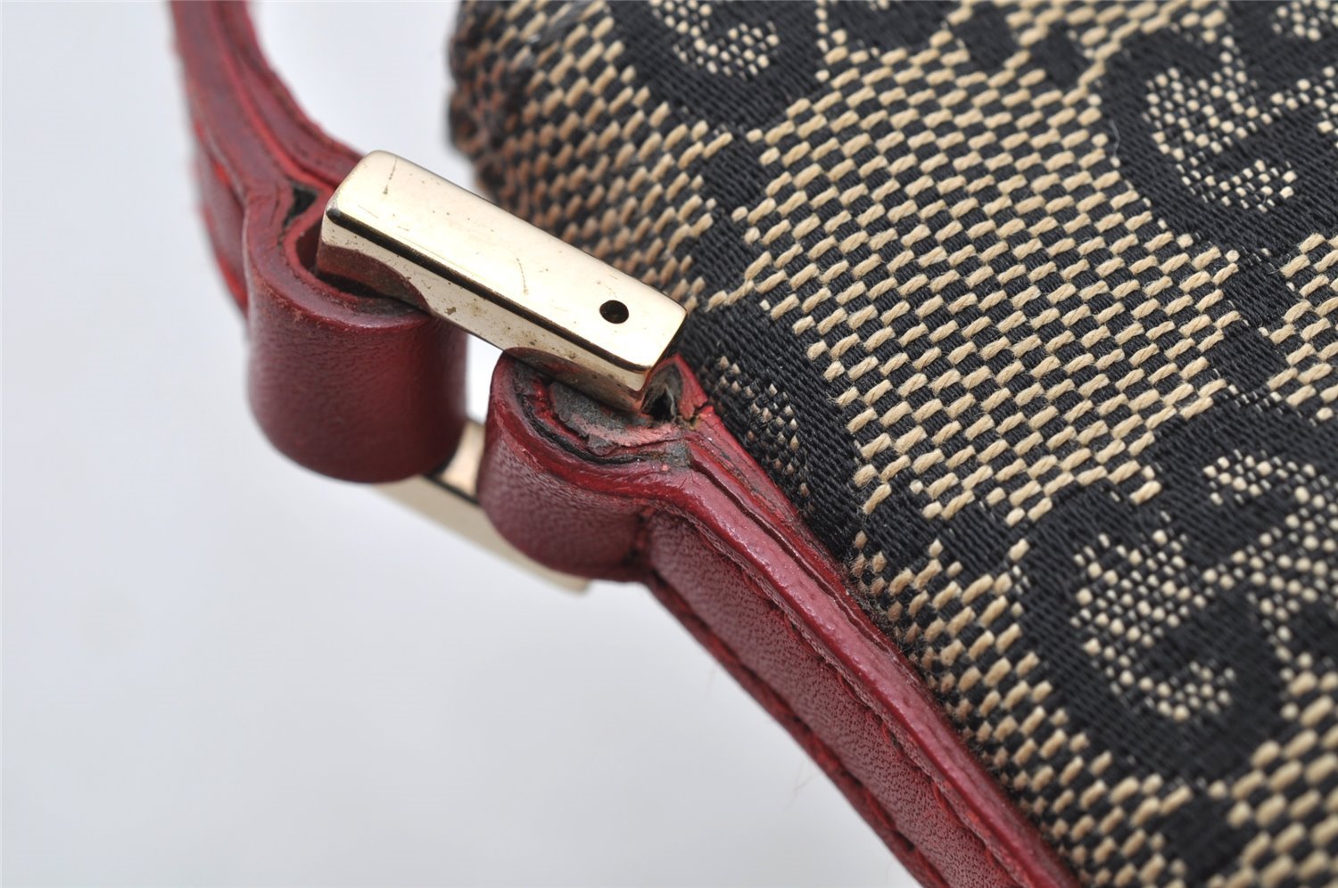 Authentic GUCCI Hand Bag Pouch Purse GG Canvas Leather 0391103 Black 3571I