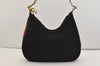 Authentic GUCCI Web Sherry Line Shoulder Hand Bag Suede Leather Black 3571J