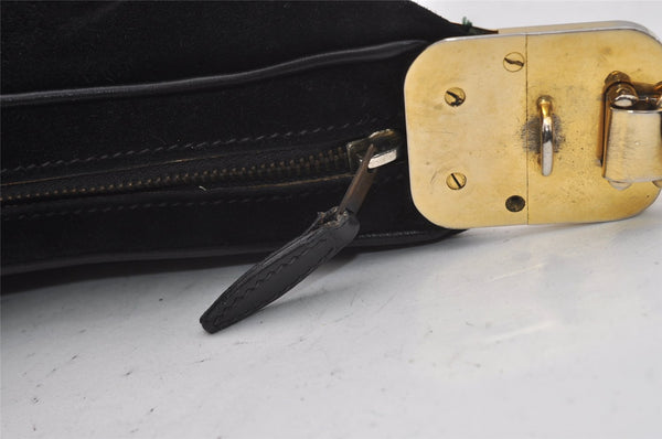 Authentic GUCCI Web Sherry Line Shoulder Hand Bag Suede Leather Black 3571J