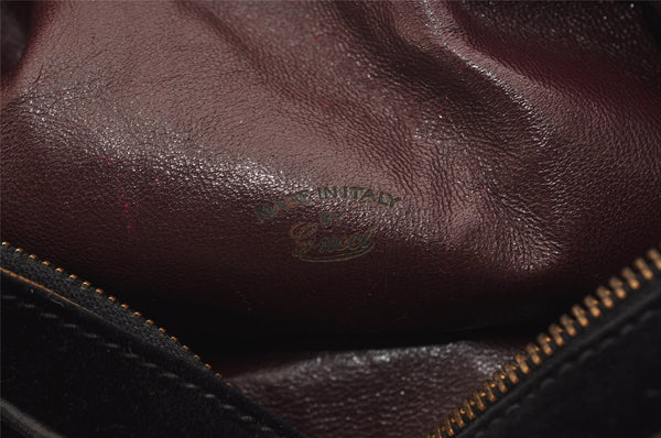 Authentic GUCCI Web Sherry Line Shoulder Hand Bag Suede Leather Black 3571J