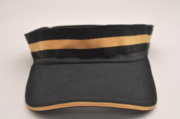 Authentic GUCCI Vintage Sherry Line Sun Visor Canvas Size XL Black 3575J
