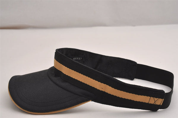 Authentic GUCCI Vintage Sherry Line Sun Visor Canvas Size XL Black 3575J