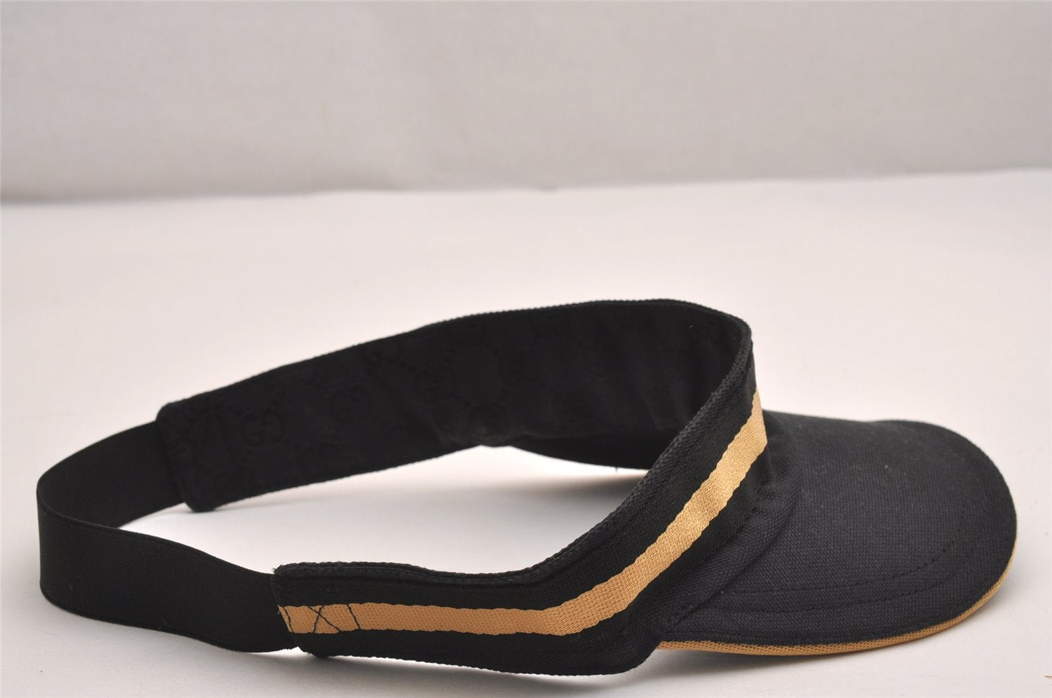 Authentic GUCCI Vintage Sherry Line Sun Visor Canvas Size XL Black 3575J