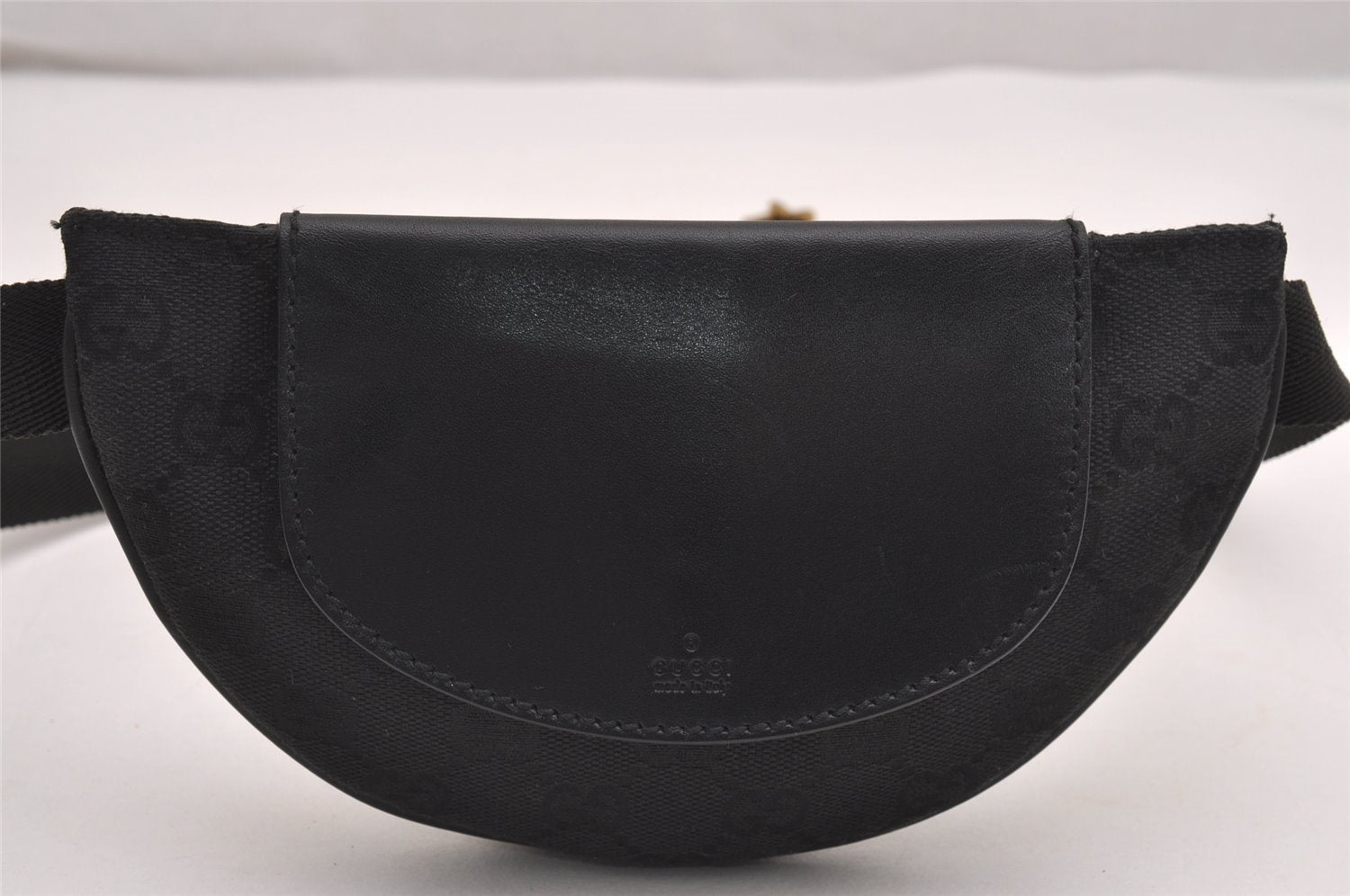 Authentic GUCCI Vintage Waist Body Bag GG Canvas Leather 106688 Black 3576J