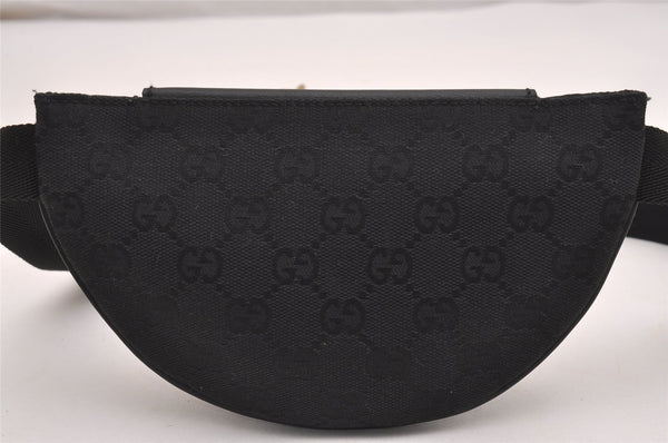 Authentic GUCCI Vintage Waist Body Bag GG Canvas Leather 106688 Black 3576J