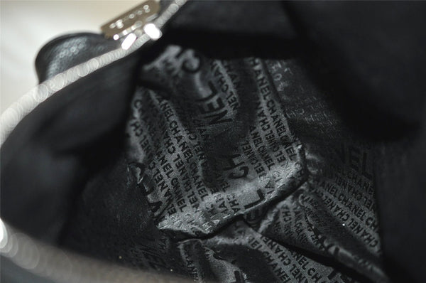 Authentic CHANEL Caviar Skin Chocolate Bar Hand Tote Bag Black 3577I