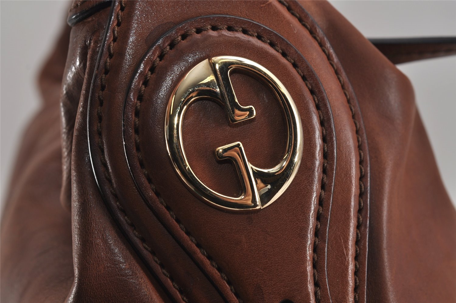 Authentic GUCCI Vintage Shoulder Hand Bag Purse Leather 282344 Brown 3577J