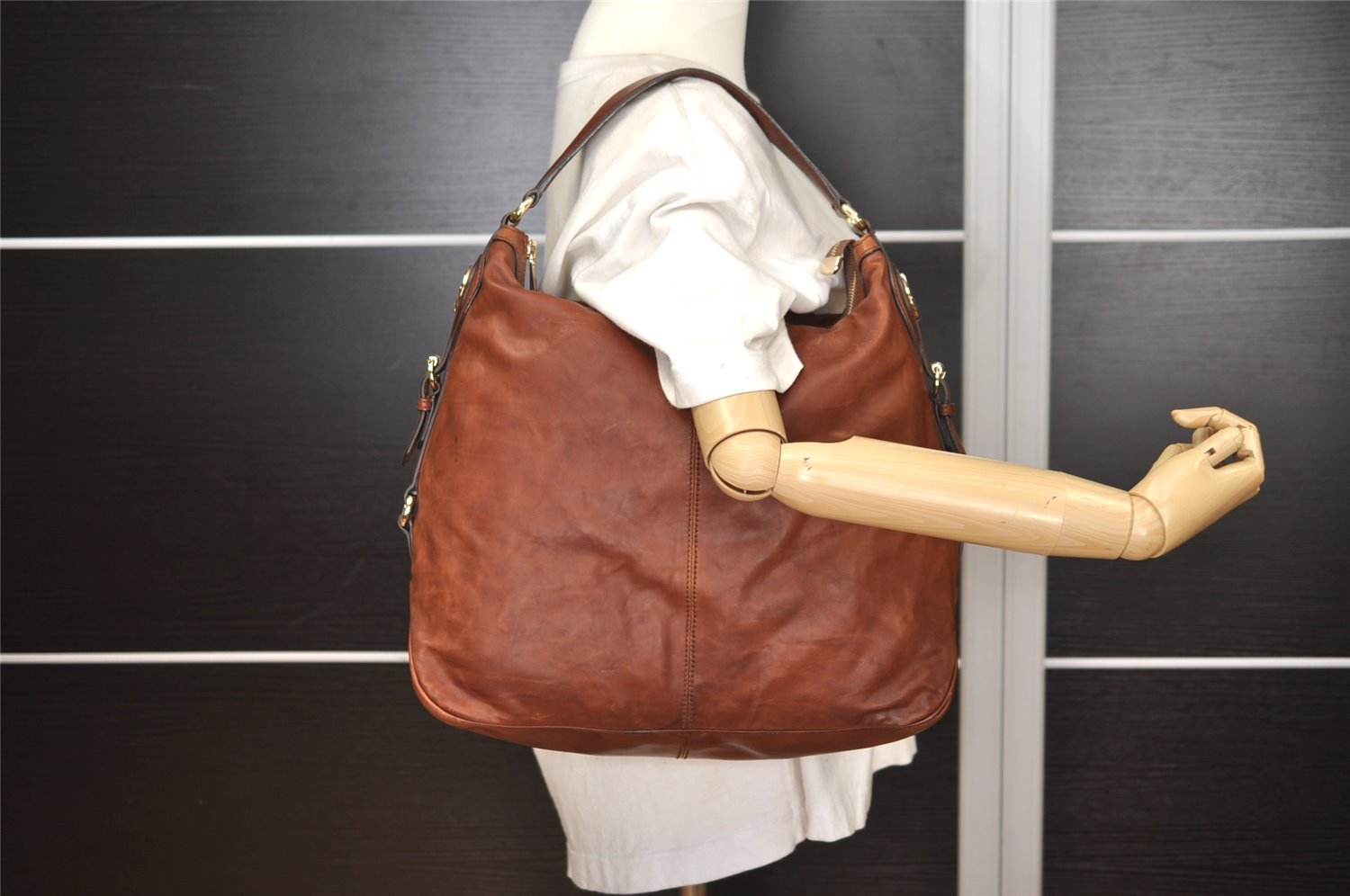 Authentic GUCCI Vintage Shoulder Hand Bag Purse Leather 282344 Brown 3577J