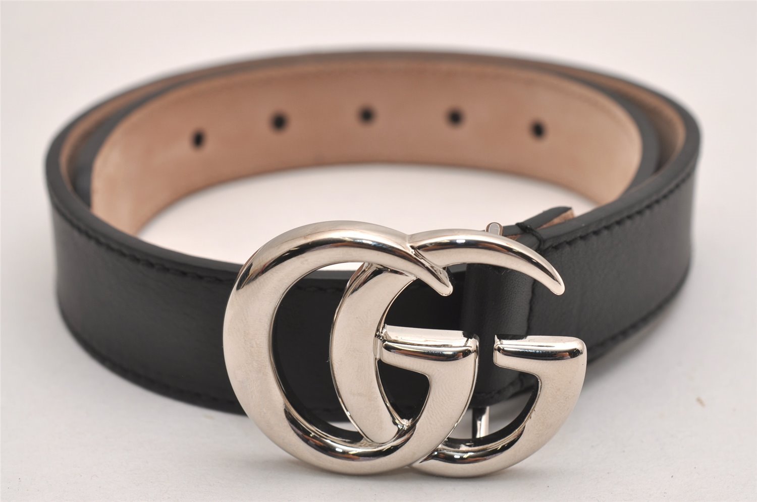 Authentic GUCCI Childrens GG Marmont Leather Belt Black 20.1-23.2