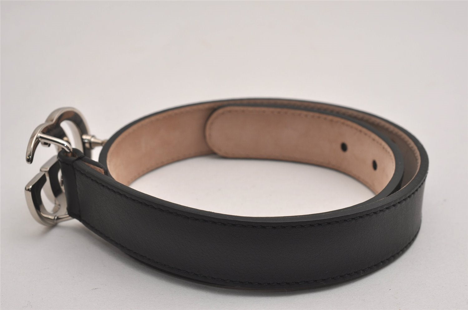 Authentic GUCCI Childrens GG Marmont Leather Belt Black 20.1-23.2