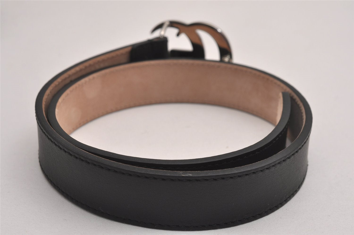 Authentic GUCCI Childrens GG Marmont Leather Belt Black 20.1-23.2