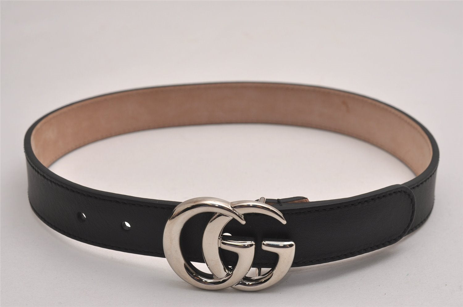 Authentic GUCCI Childrens GG Marmont Leather Belt Black 20.1-23.2