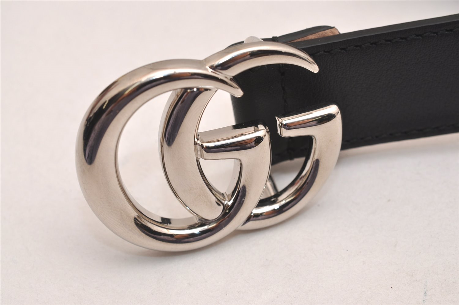 Authentic GUCCI Childrens GG Marmont Leather Belt Black 20.1-23.2