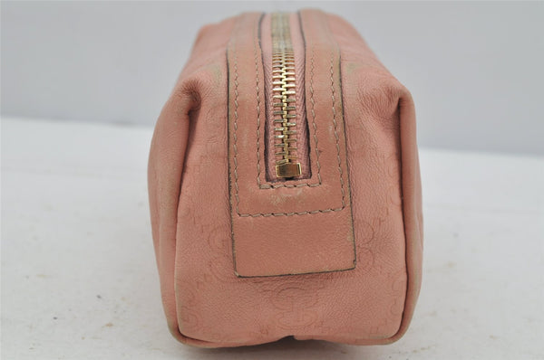 Authentic GUCCI Guccissima Heart GG Leather Pouch Purse 153228 Pink 3579J