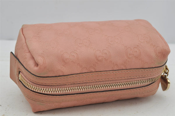 Authentic GUCCI Guccissima Heart GG Leather Pouch Purse 153228 Pink 3579J