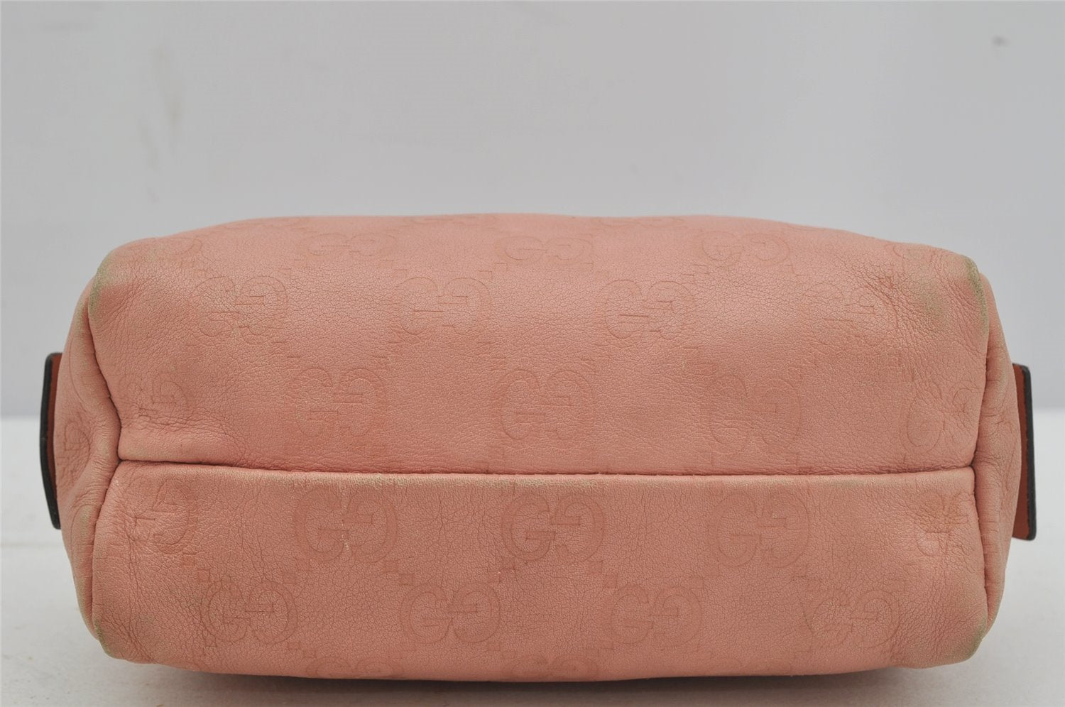 Authentic GUCCI Guccissima Heart GG Leather Pouch Purse 153228 Pink 3579J