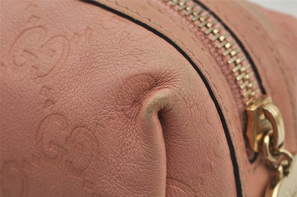 Authentic GUCCI Guccissima Heart GG Leather Pouch Purse 153228 Pink 3579J