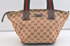 Authentic GUCCI Web Sherry Line Hand Bag GG Canvas Leather 131228 Brown 3579K